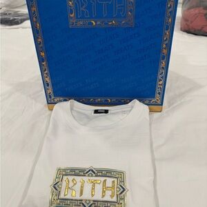 Kith Hanukkah White Tee with Gold Accents